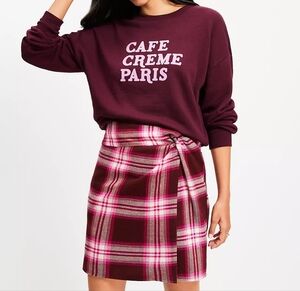 LOFT‎ size 4 Petite Plaid Mini Skirt Lined Burgundy Pink